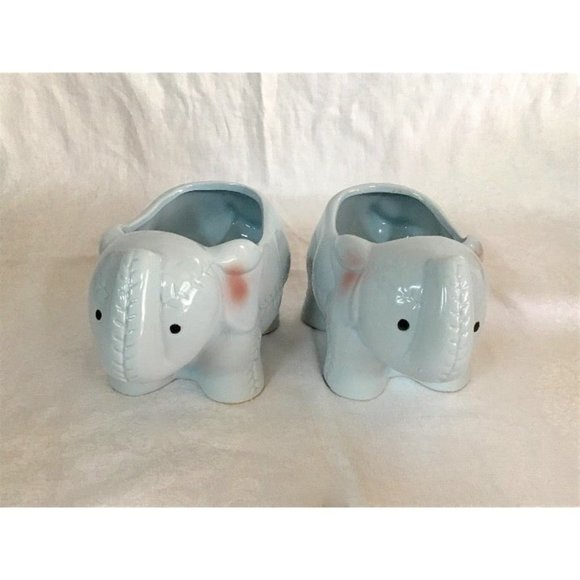 Pair of Ceramic Baby Elephant Planters - Picture 1 of 12